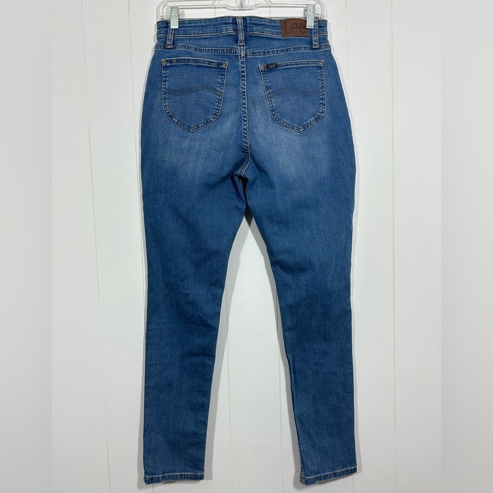 NWT Lee Heritage High Rise Kelly Mid Skinny Denim Blue Jeans Sz 10 M Distressed - Picture 6 of 12